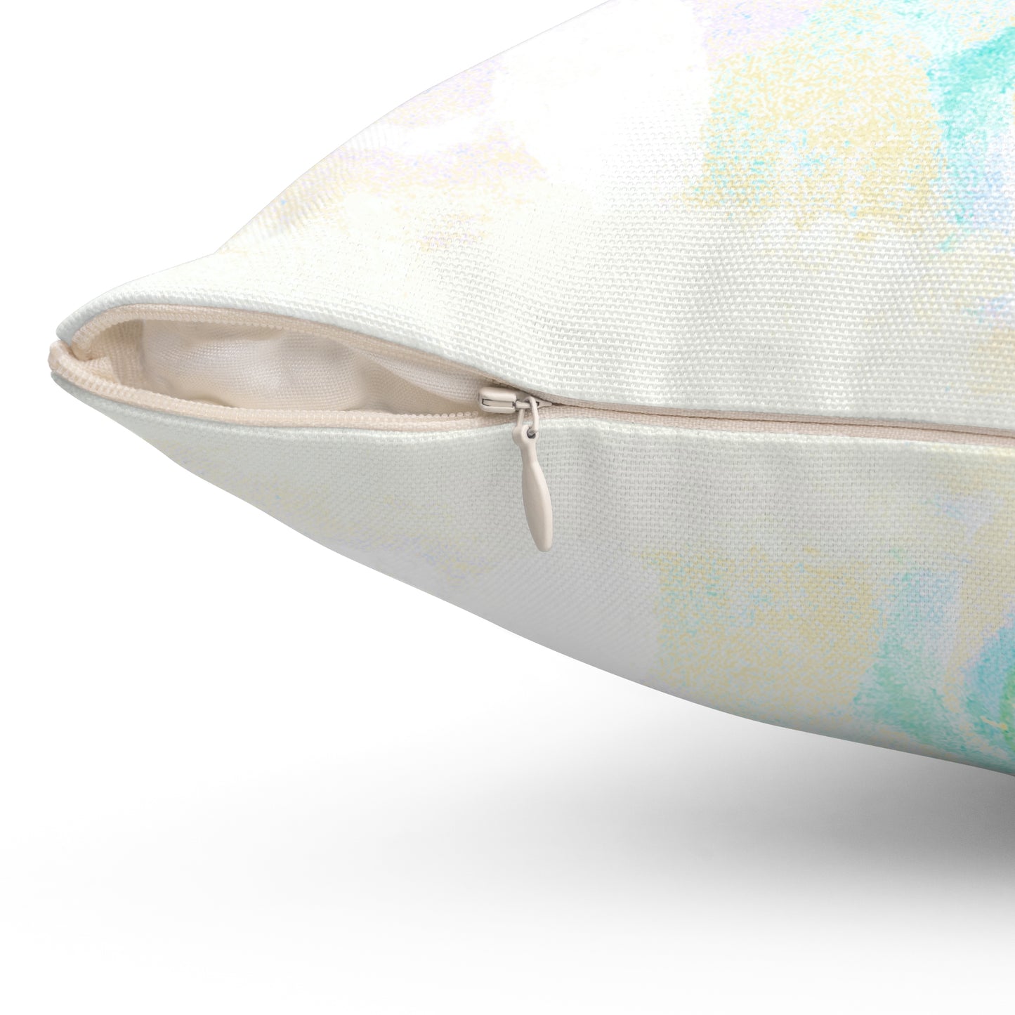 Zinnia Quiet Reflection Spun Polyester Square Pillow in Blue "Blessed be the name of the Lord"