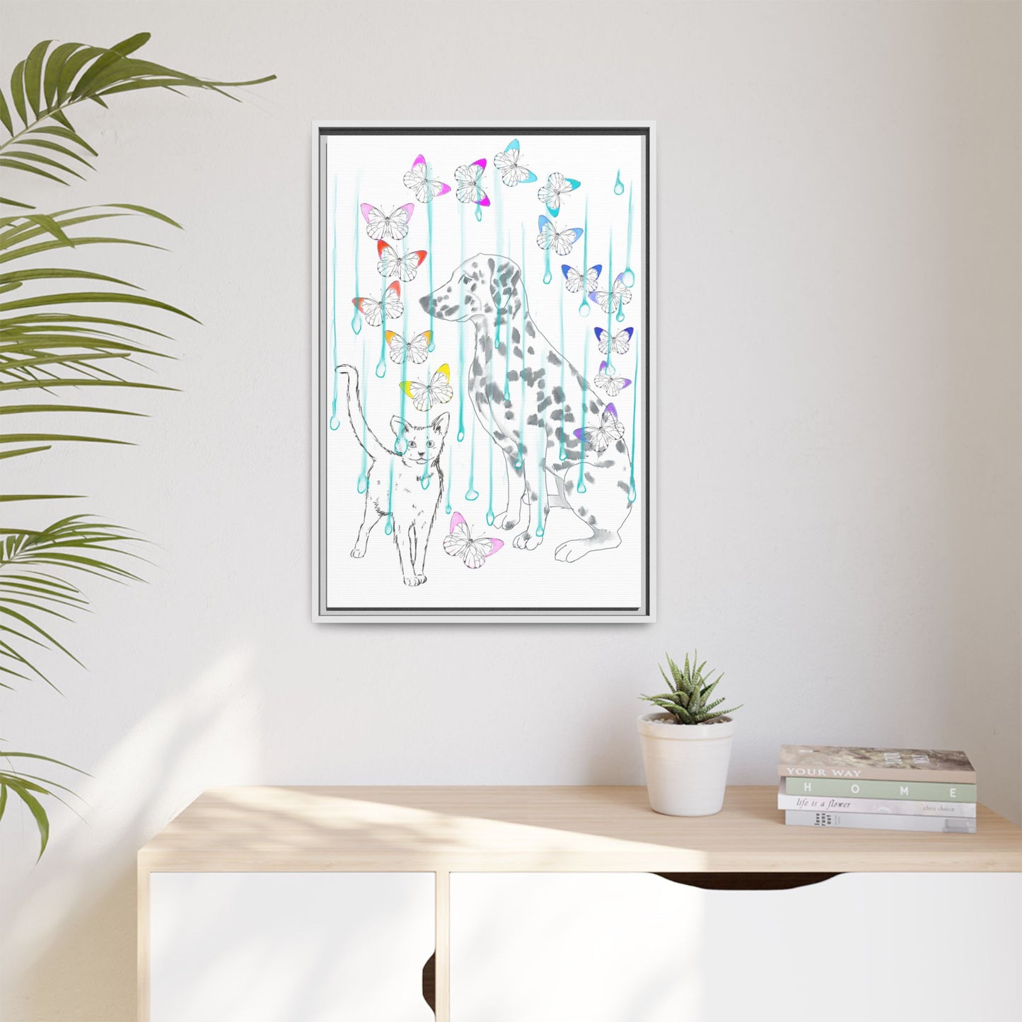 Butterfly Chroma Rain and Shine Matte Canvas, Framed (White)