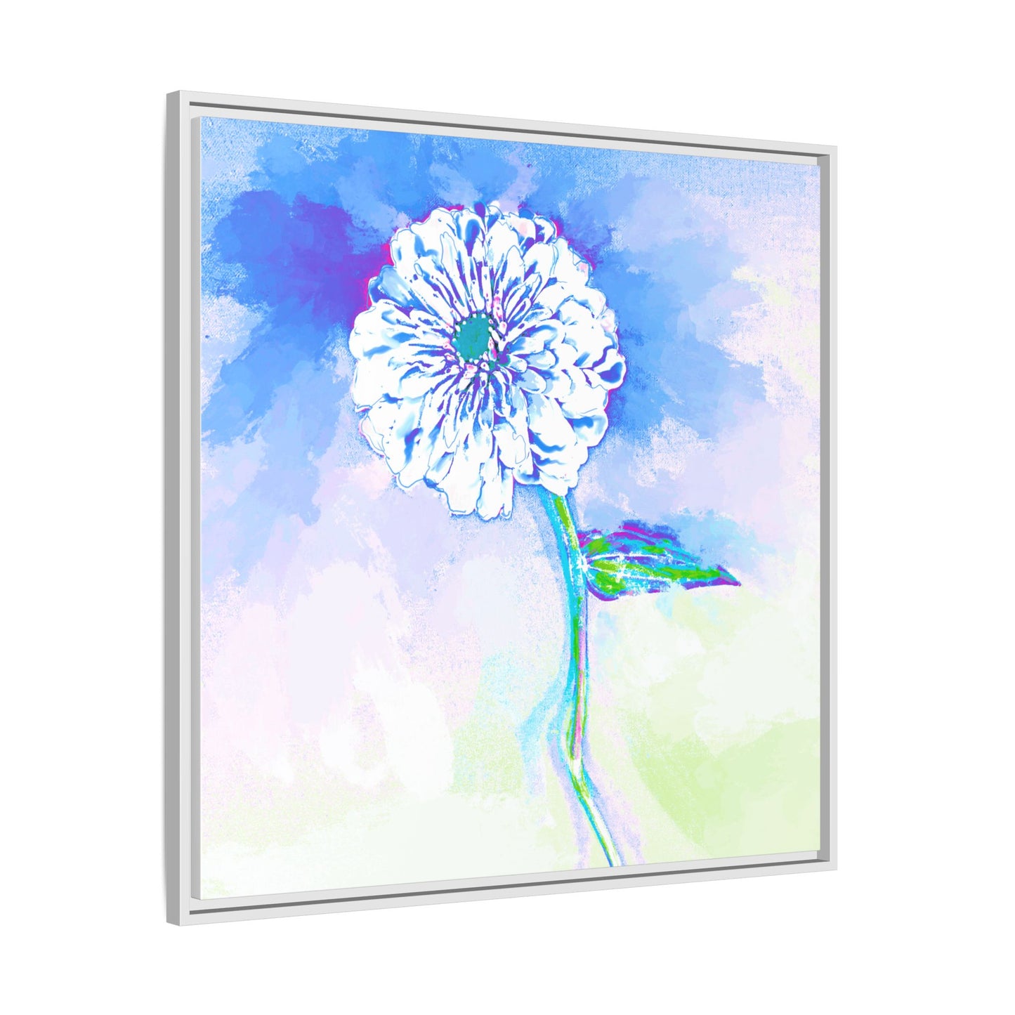 Zinnia Color Splash Matte Canvas Ultramarine Framed