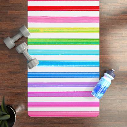 Rubber Yoga Mat All About Watercolor Stripes
