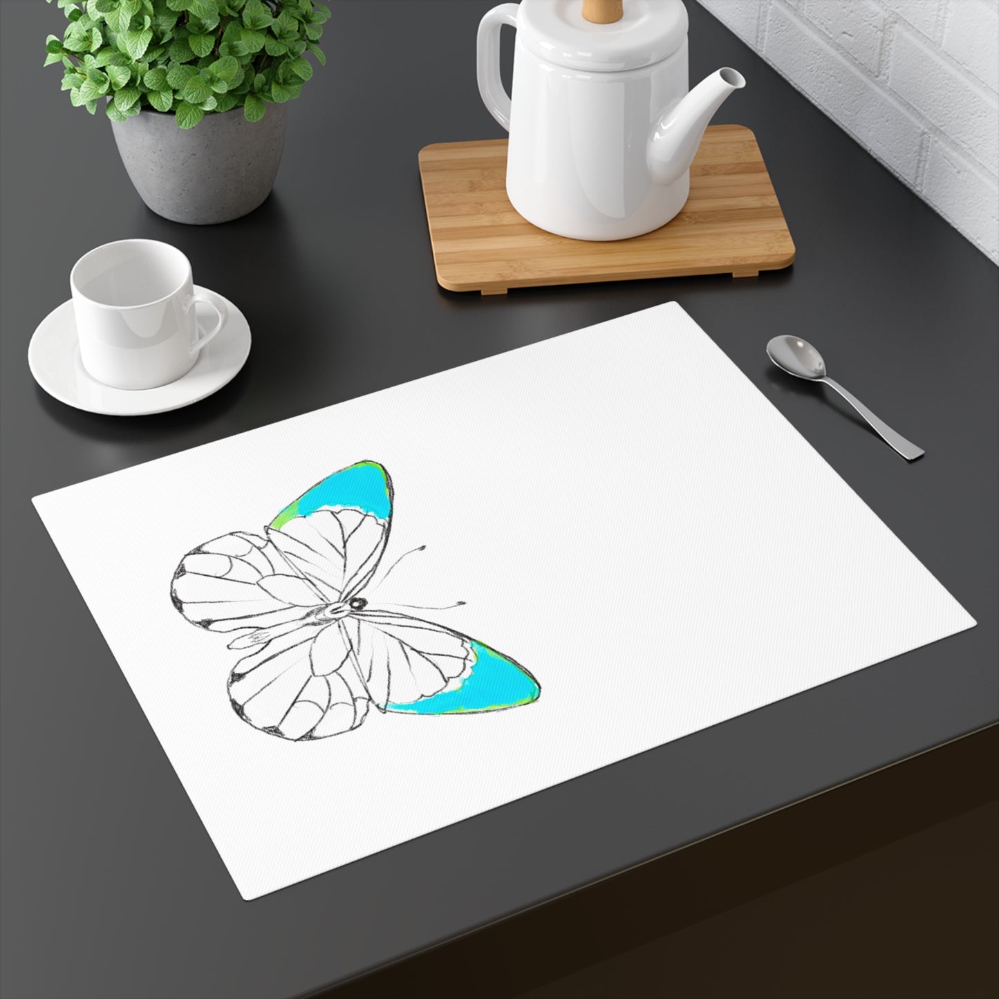 Placemat, 1pc Lucy Butterfly Aqua