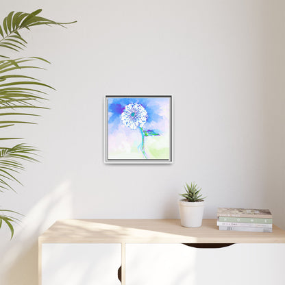 Zinnia Color Splash Matte Canvas Ultramarine Framed