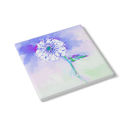 Zinnia Ceramic Coaster, Periwinkle