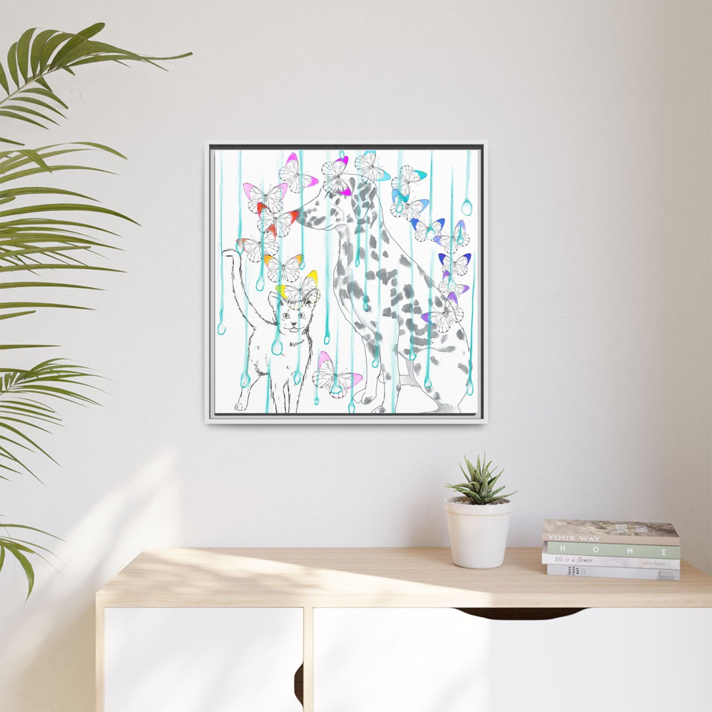 Butterfly Chroma Rain and Shine Matte Canvas, Framed (White)