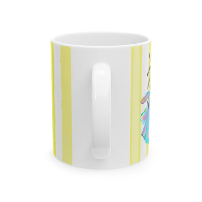 Dancing Tulips Mug Yellow Blue
