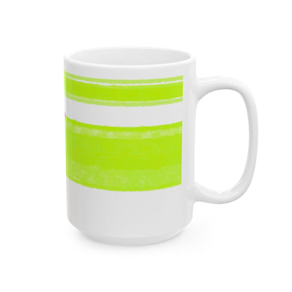Mega Stripe Kitty Butterfly Flutter Ceramic Mug Lime