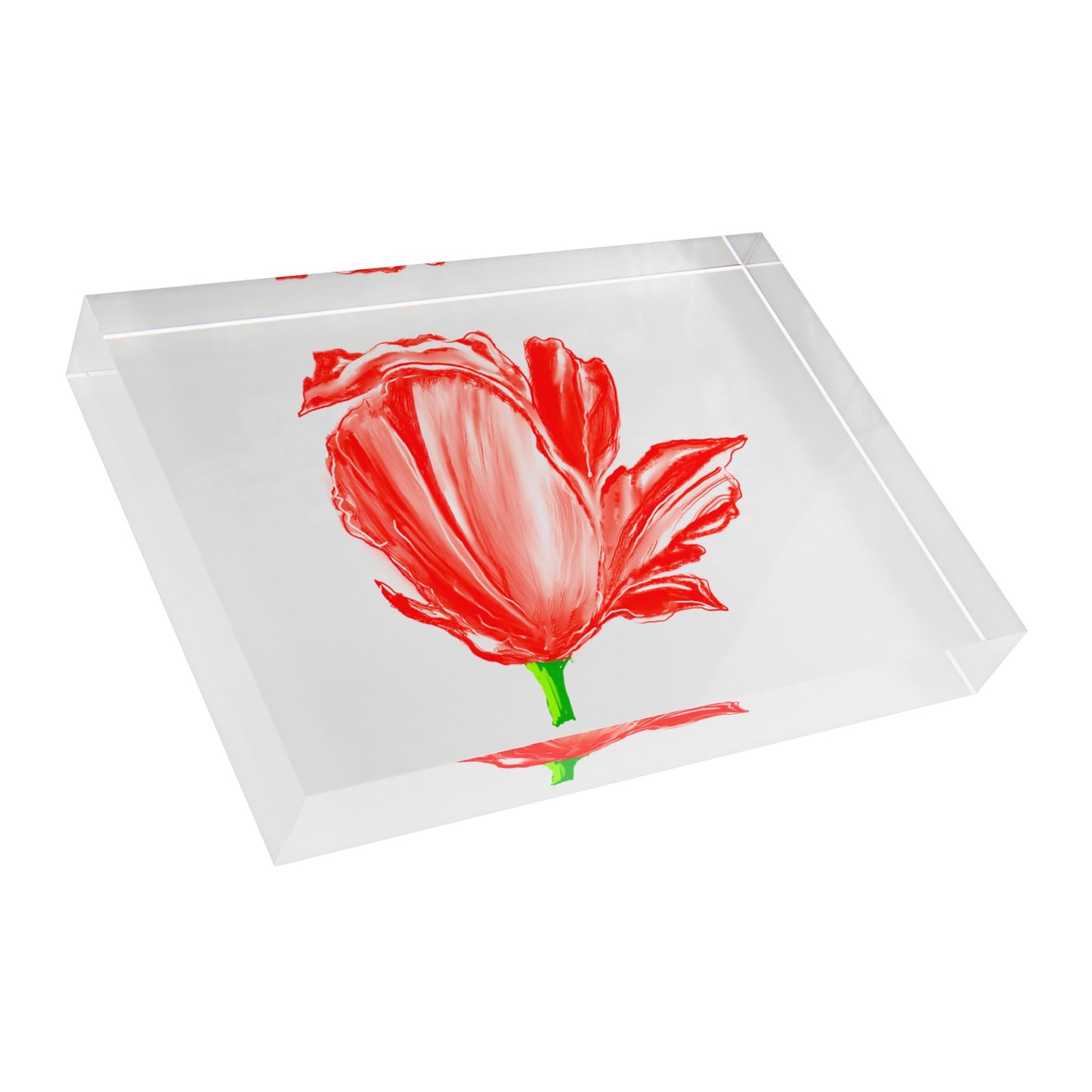 Dancing Tulips Acrylic Art Block Red