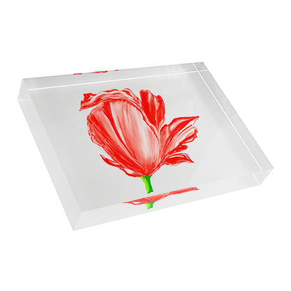 Dancing Tulips Acrylic Art Block Red