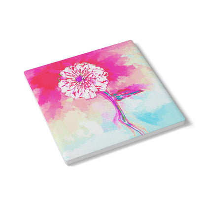Zinnia Ceramic Coaster, Pink