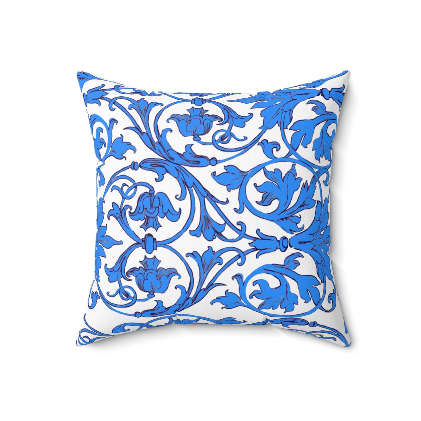 Scrollwork Polyester Square Pillow "A cheerful heart..."