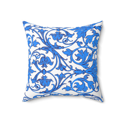 Scrollwork Polyester Square Pillow "A cheerful heart..."