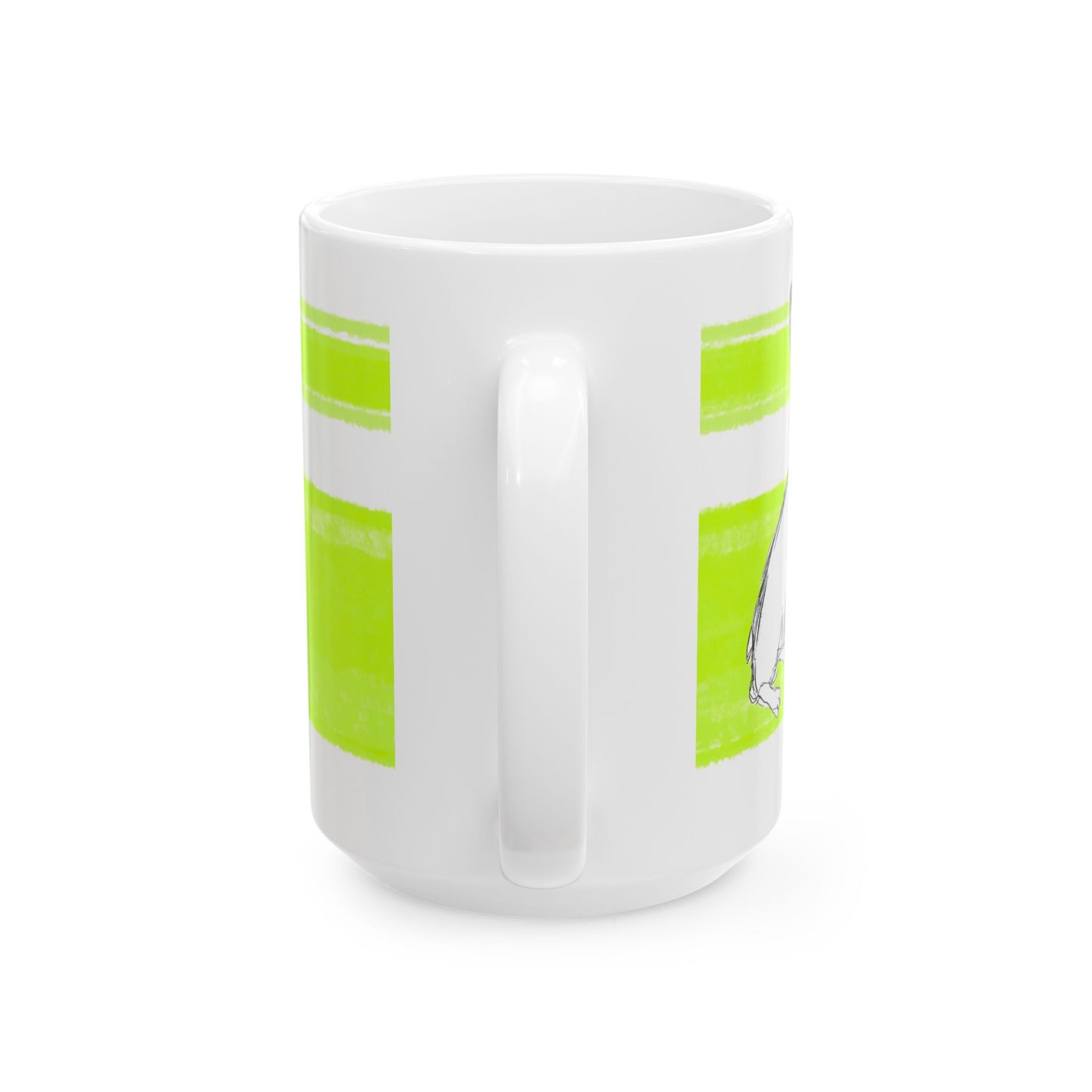 Mega Stripe Dogi Butterfly Flutter Ceramic Mug, (11oz, 15oz), Lime Teri