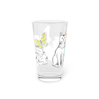 Kitty Flutter Pint Glass 16oz