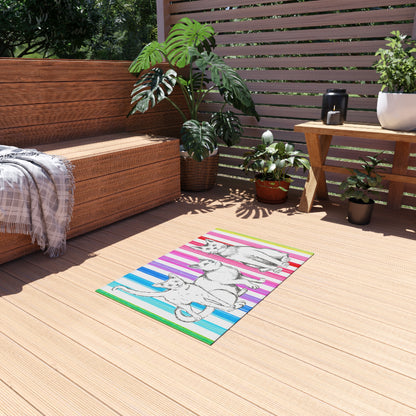 Kitty Fun Indoor/Outdoor Rug blue and black