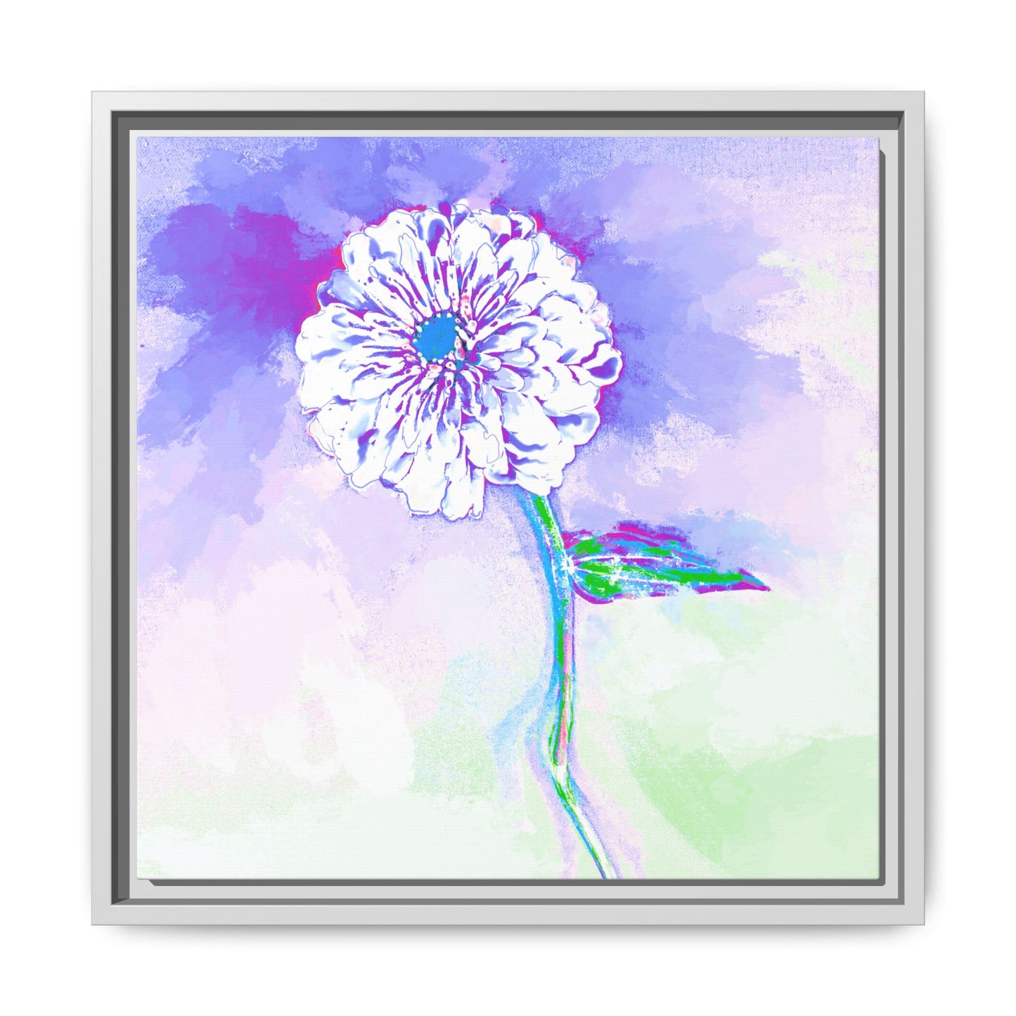 Zinnia Color Splash Matte Canvas Purple Framed