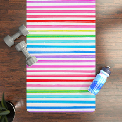 Rubber Yoga Mat All About Watercolor Stripes