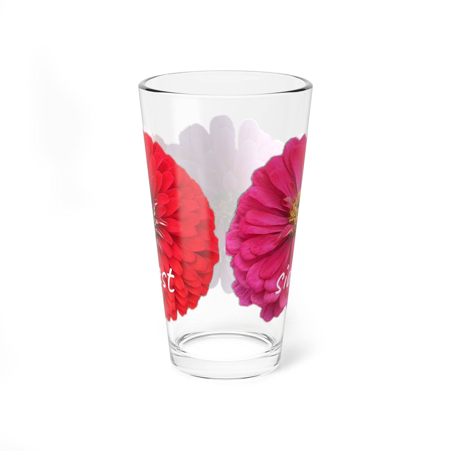 Zinnia Pint Glass "Side step self interest"