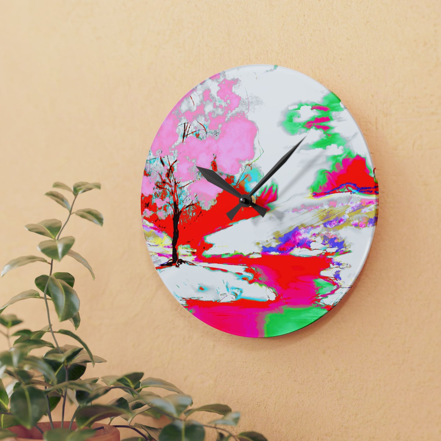 Joyful Landscapes  Wall Clock, Clear Skies