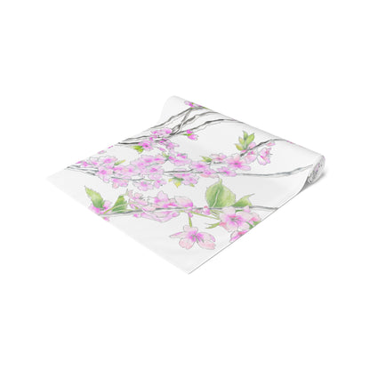 Butterfly Blossom Romp Table Runner (Cotton, Creamy White, Poly, Bright White) 16"x 90"