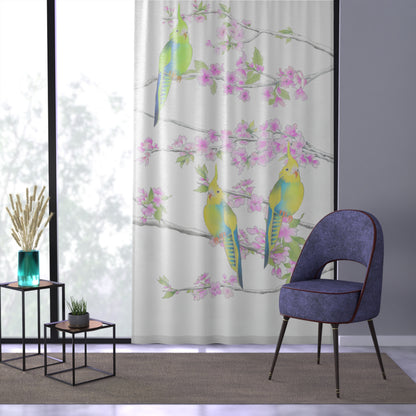 Window Treatments Sheer Curtain F Cherry Blossoms & Jolly Birds