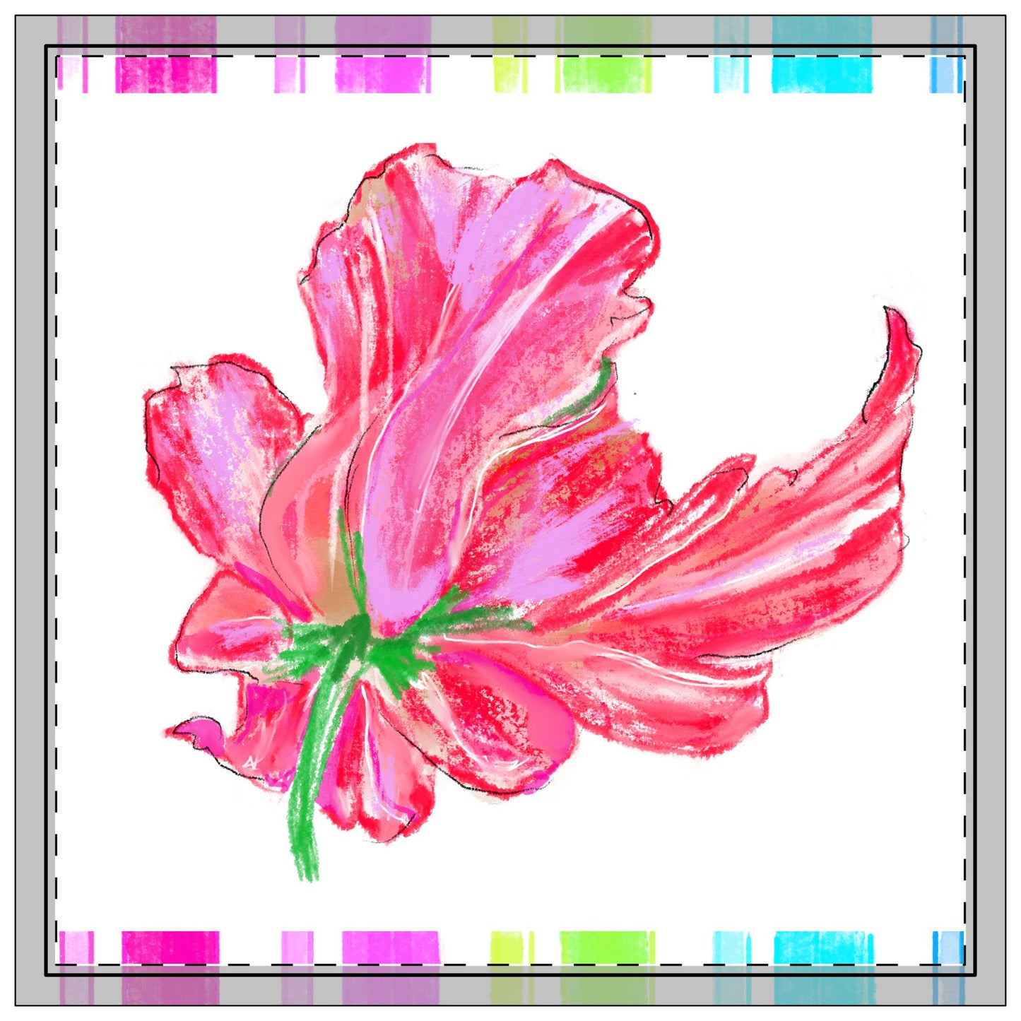 Vibrant Tulips Napkins, 4-set, Raspberry