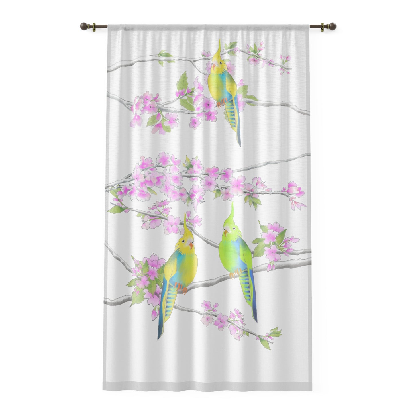 Window Treatments Sheer Curtain E Cherry Blossoms & Jolly Birds