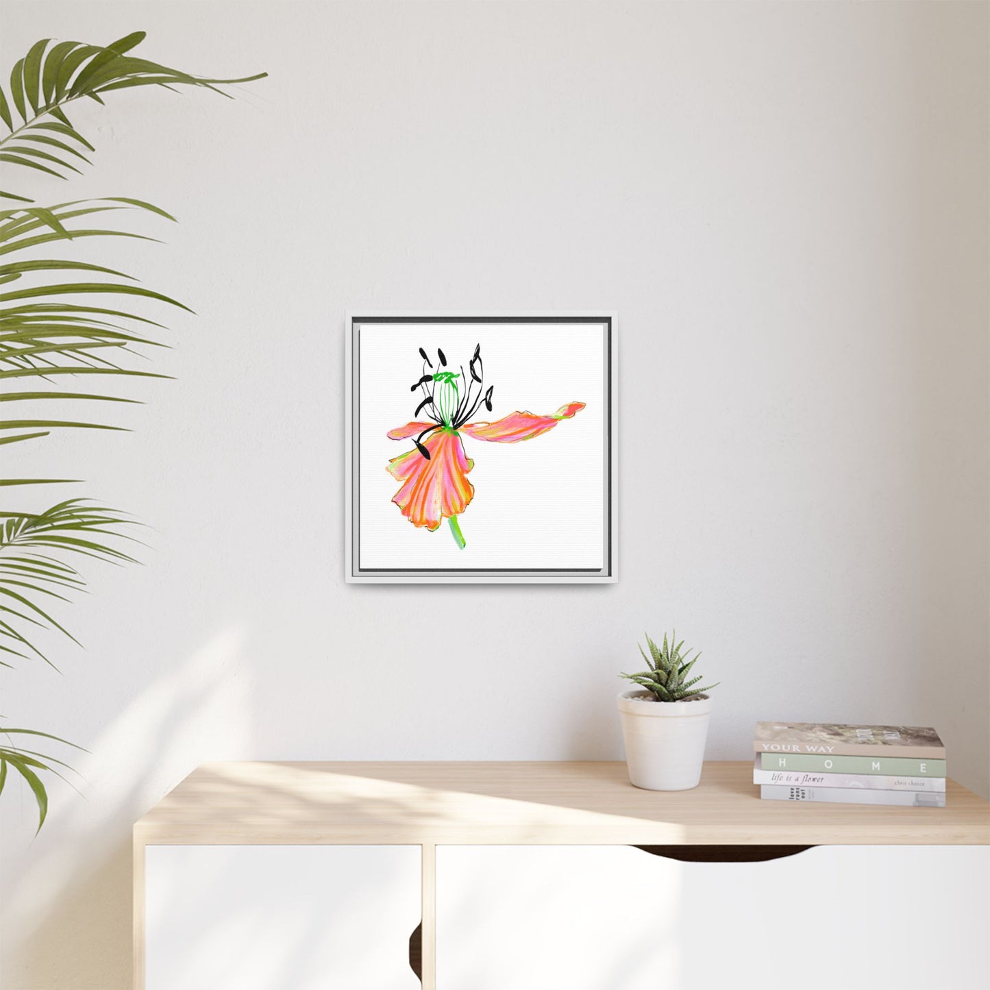 Dancing Tulips Matte Canvas, Framed (Multi-color) Orange