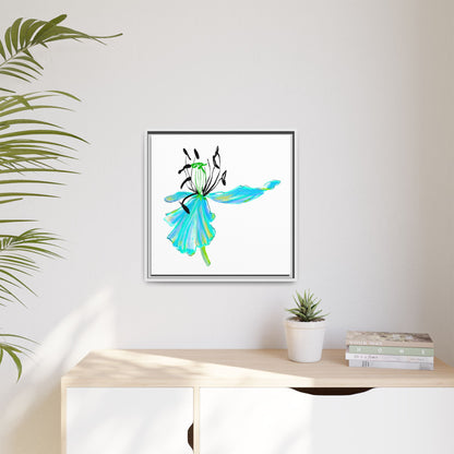 Dancing Tulips Matte Canvas, Framed Aqua