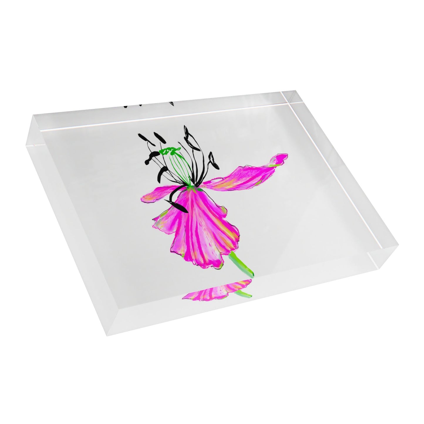 Dancing Tulips Acrylic Art Block Raspberry Pink