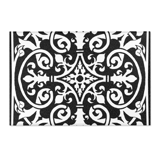 Scrollwork Indoor/Outdoor Rug Black