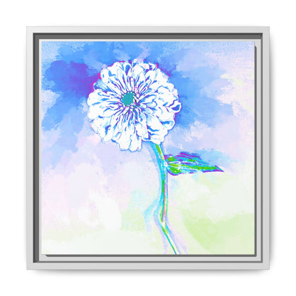 Zinnia Color Splash Matte Canvas Ultramarine Framed