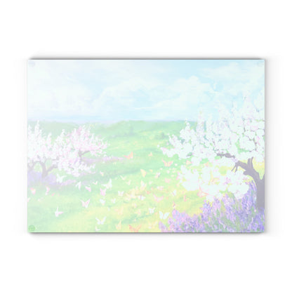 Glass Cutting Board Watercolor Landscape