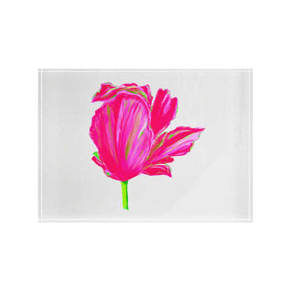 Dancing Tulips Acrylic Art Block Bright Raspberry
