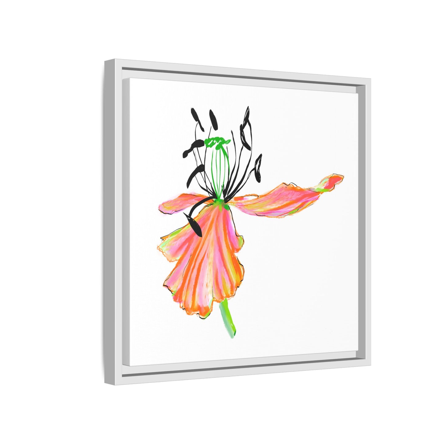 Dancing Tulips Matte Canvas, Framed (Multi-color) Orange
