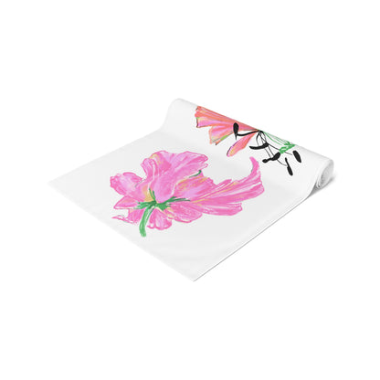 Tulip Love Table Runner 16" x 72" Cotton Creamy White OR Polyester Brighter White