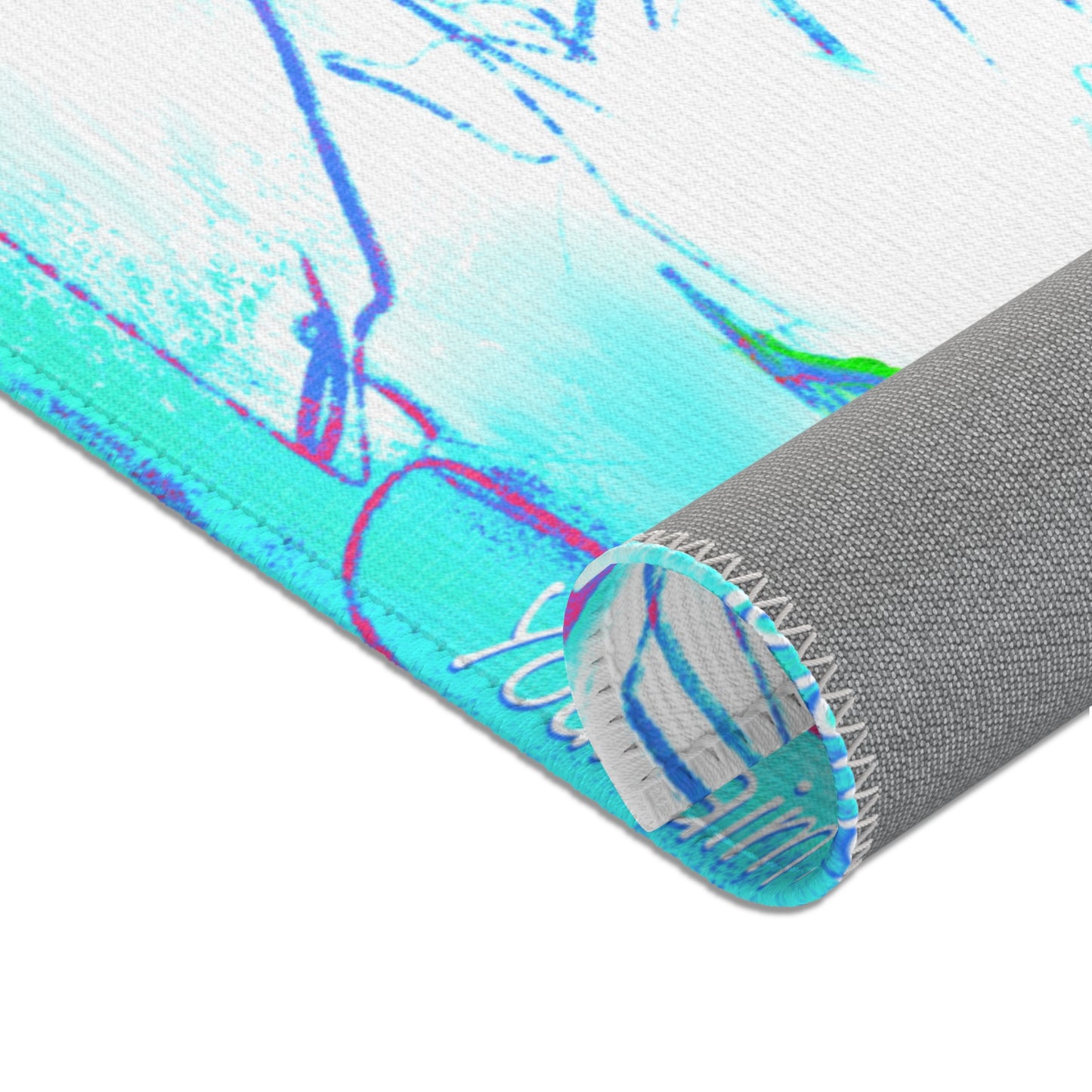 Inspirational Landscapes Indoor Rug, 'Your aim matters", Aqua and Purple
