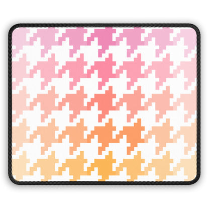 Houndstooth Fun Pink and Orange Gaming Mouse Pad