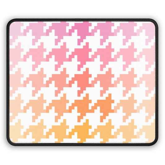 Houndstooth Fun Pink and Orange Gaming Mouse Pad