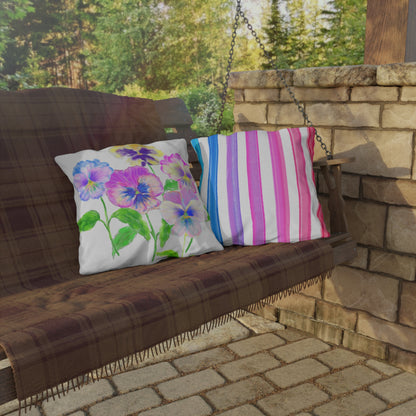 Pansy Parade Outdoor Pillow A