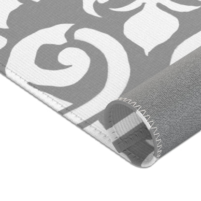Scrollwork Indoor/Outdoor Rug Gray "Sola Fide..."
