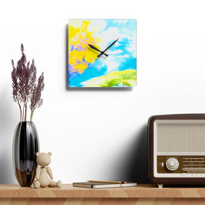 Joyful Landscapes  Wall Clock, Aqua Skies