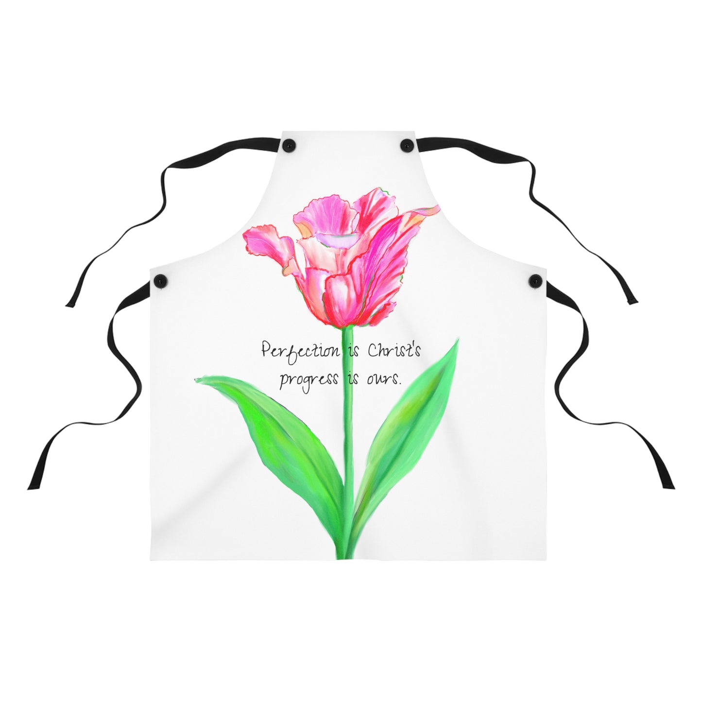 Vibrant Tulips Apron Perfection is Christ's progress is ours