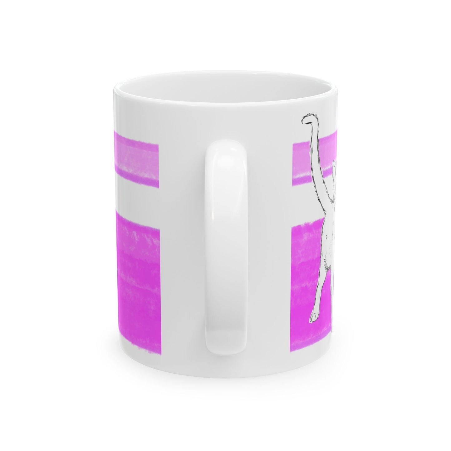 Mega Stripe Kitty Butterfly Flutter Ceramic Mug Purplish Pink