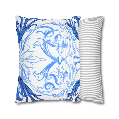 Blue and White Porcelain Square Pillowcase