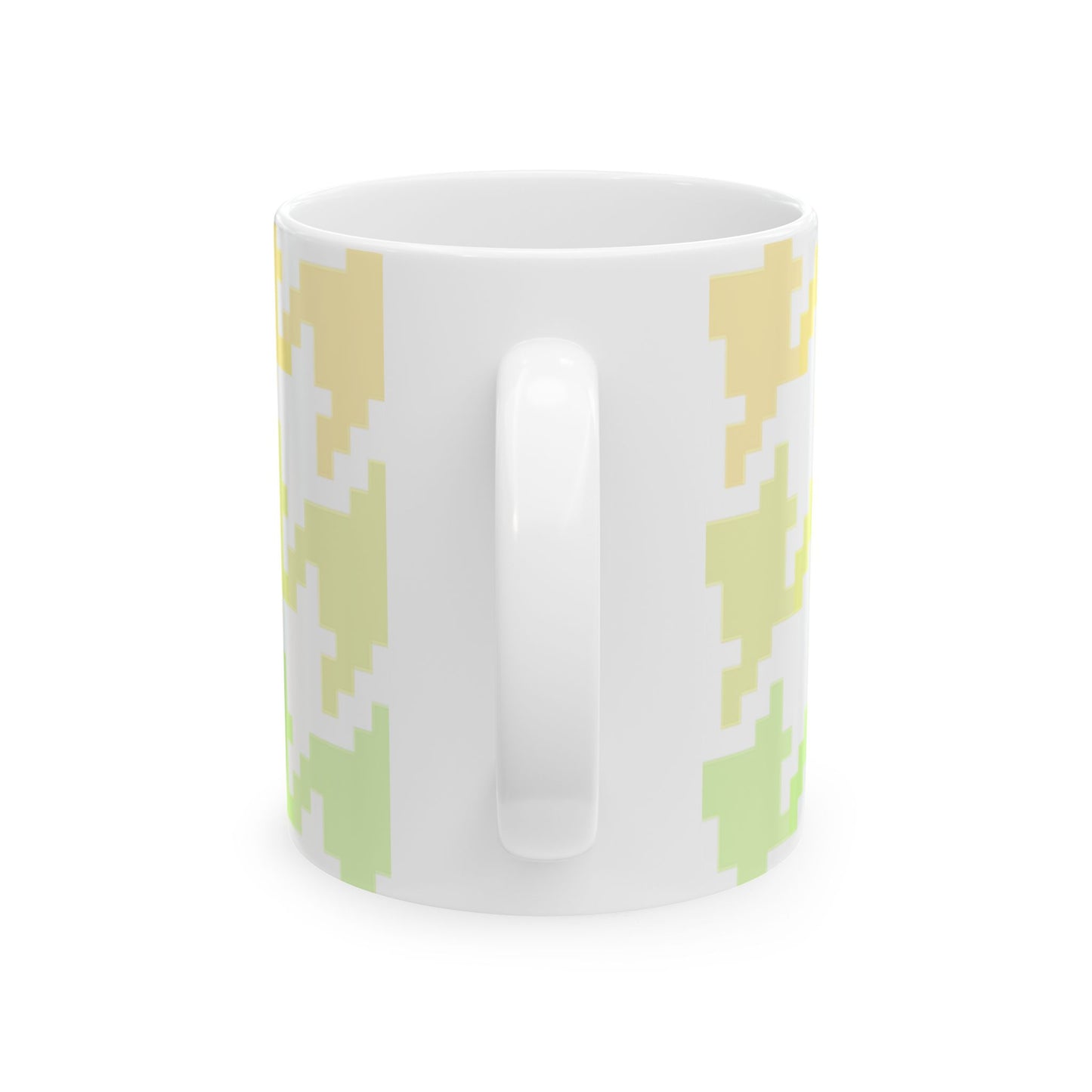 Houndstooth Fun  in Yellow and Green Ceramic Mug, 11oz