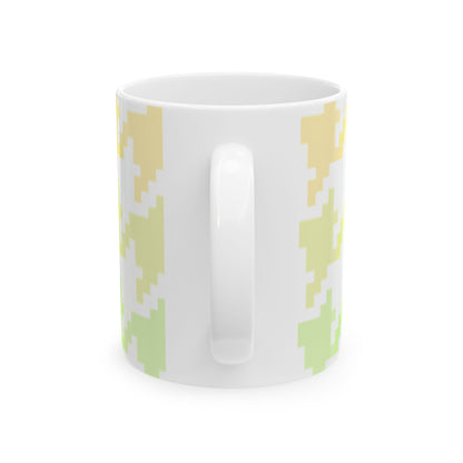 Houndstooth Fun  in Yellow and Green Ceramic Mug, 11oz