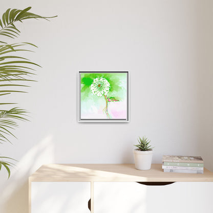Zinnia Color Splash Matte Canvas Grass Green Framed