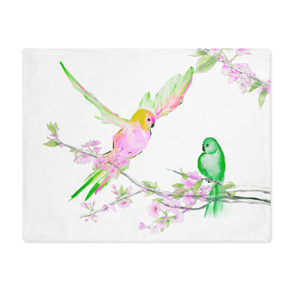 Blossoms & Birds in Pink Placemat, 1pc, Cotton, Creamy Background fabric, #2 Right Side of Table