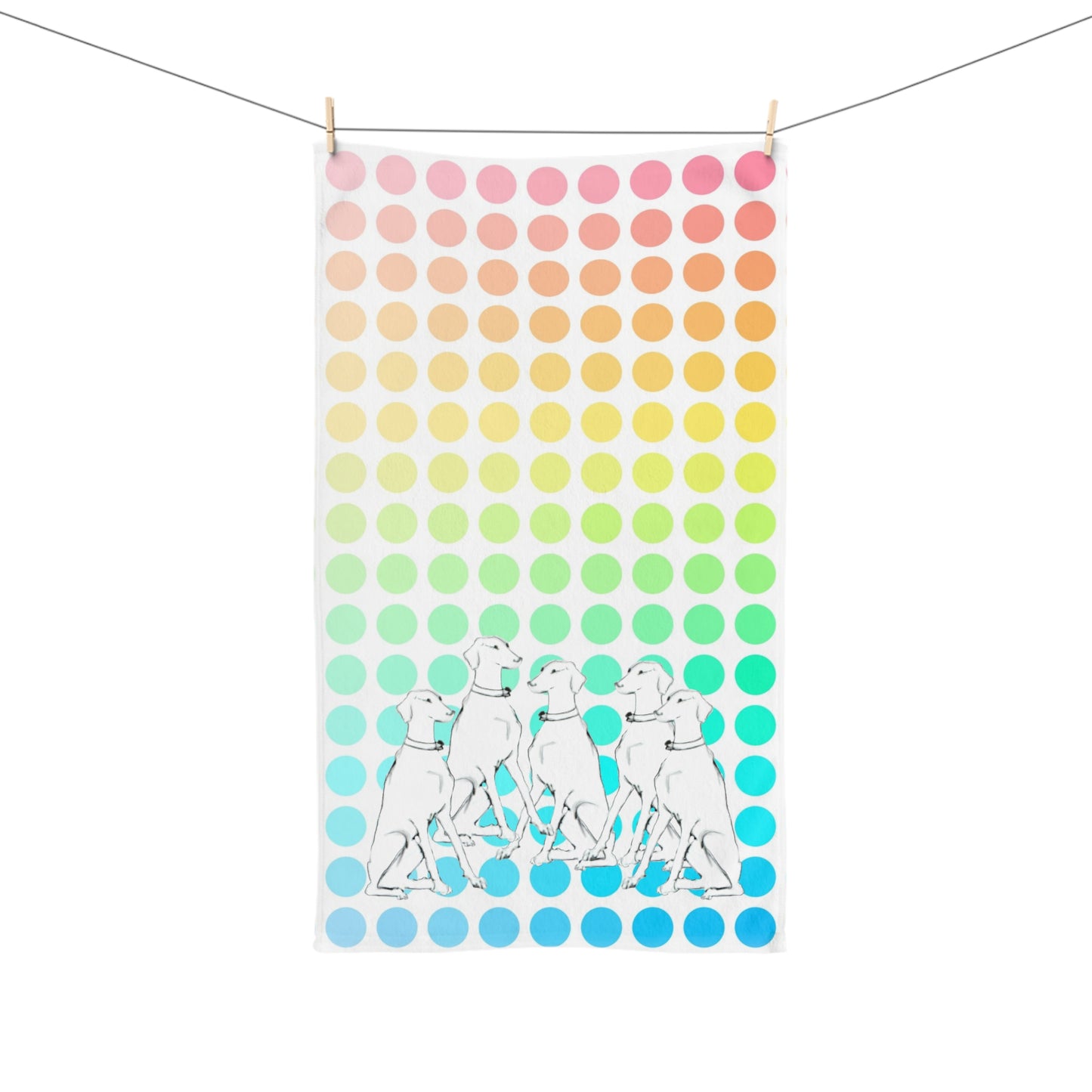 Dogi Fun Hand Towel, Dalmatians and Multi-Color Polka Dots