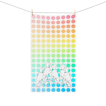 Dogi Fun Hand Towel, Dalmatians and Multi-Color Polka Dots
